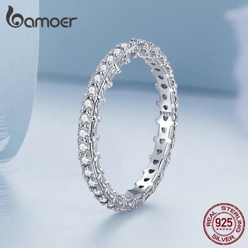 BAMOER Bông Tai Xi bạc 925 ĐíNh Đá Zircon