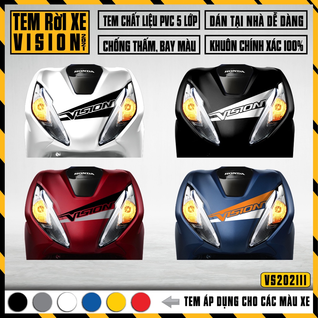 Tem Rời Dán Xe Vision Mẫu Tem Chỉ 110 | VS11 | Decal Chế Xe Máy Chất Liệu PVC Cao Cấp Chống Nước, Bền Màu