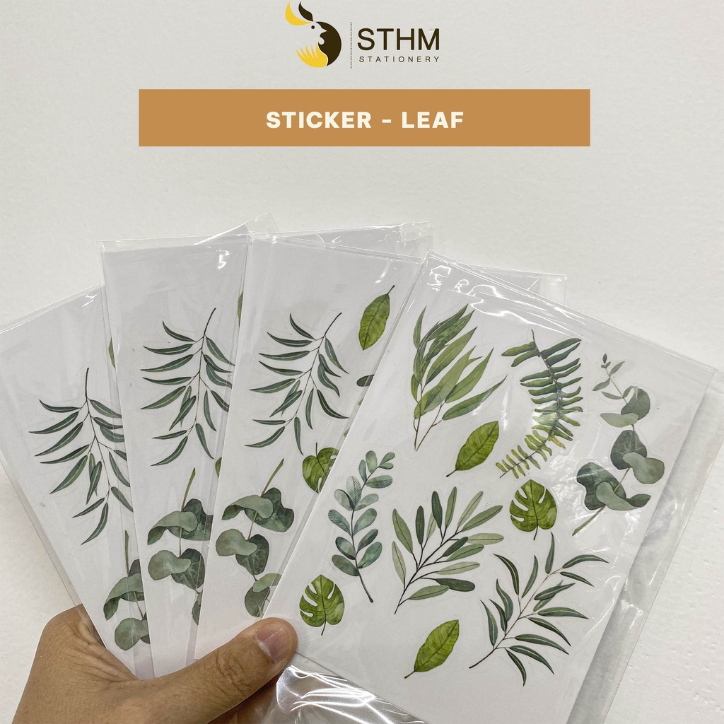 2 tờ sticker trong suốt - Vintage, Flower, Leaf - STHM stationery
