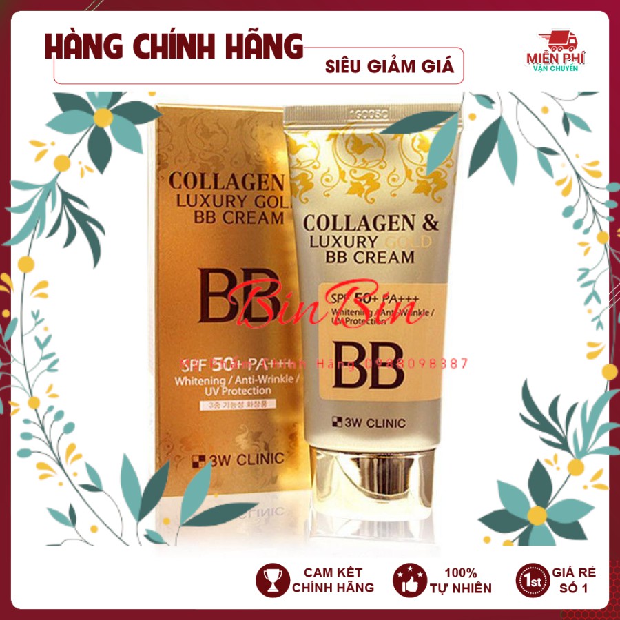 [Hàng Chuẩn Auth] Kem nền trang điểm 3 trong 1 che khuyết điểm - Kem nền chống nắng BB Cream Collagen 3W Clinic