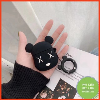 🍀 🌟 Case airpods kaws đen đỏ trong suốt 🌟 Vỏ bao airpod 2 silicon đựng tai nghe không dây i11 i12 i18 i100 ... cute k