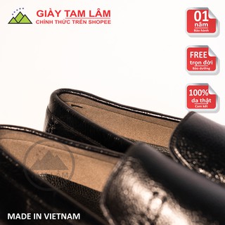 Giày lười da bò sần màu đen DS02