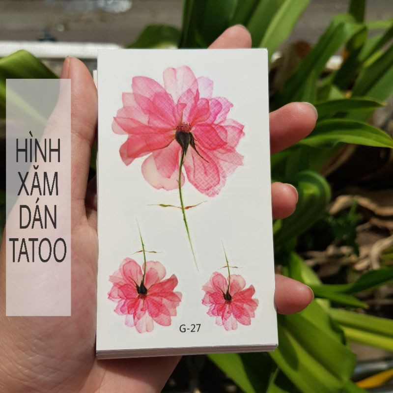 Hình xăm hoa màu loang g27. Xăm dán tatoo mini tạm thời, size &lt;10x6cm