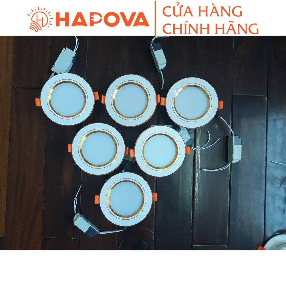 Đèn led âm trần, đèn ốp trần HAPOVA JAVAN AT 01 Viền Vàng 7W Ánh sáng Vàng