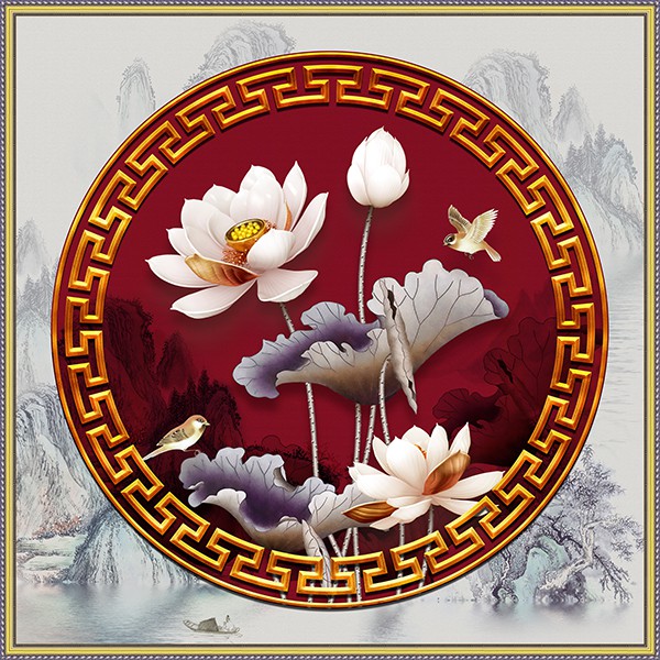 Decal hoa sen đẹp trang trí tường chất liệu cao cấp nhiều kích thước BK_0063_ppks