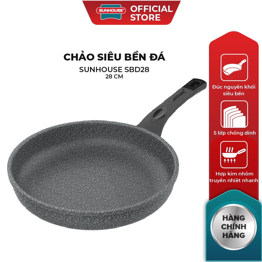 [Mã LIFEHL25 giảm 10% đơn350K] Chảo đá chống dính SUNHOUSE size 28cm SBD28