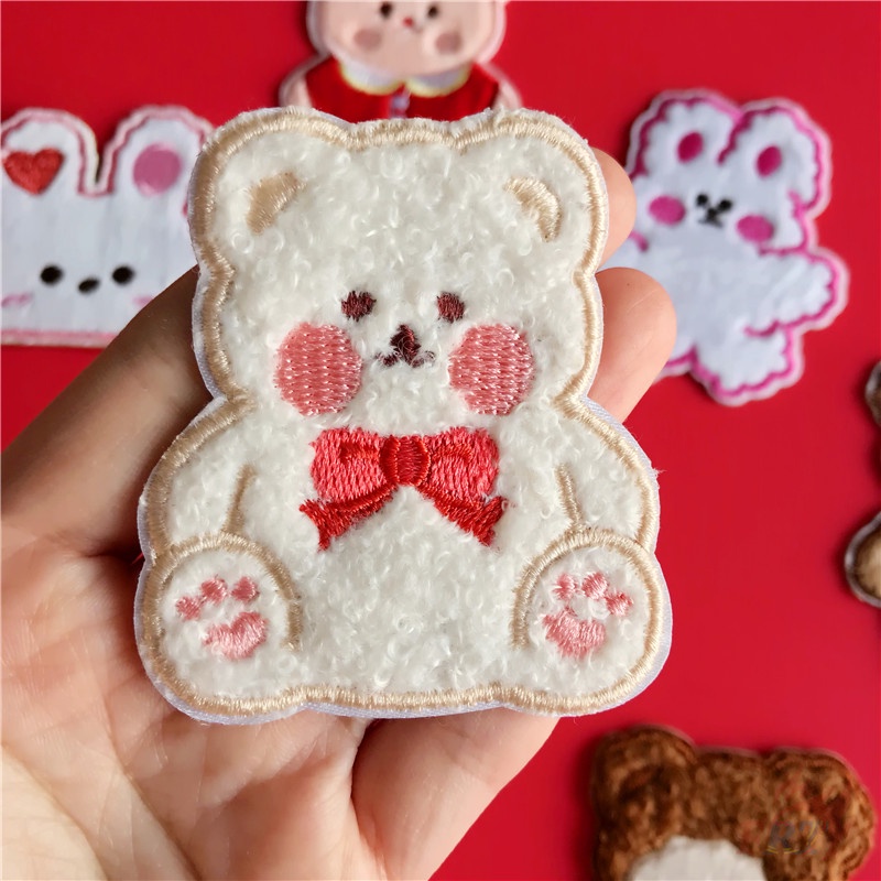 1 miếng dán ủi quần áo hình gấu/thỏ/thỏ/thỏ hoạt hình dễ thương DIY