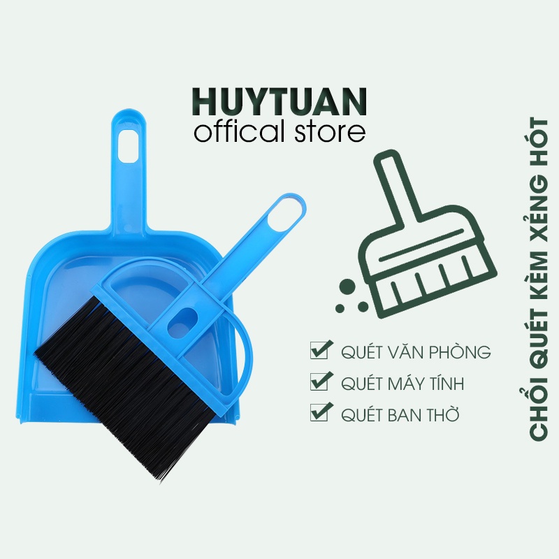 Bộ chổi và xẻng quét văn phòng/quét máy tính/bàn phím - quét bàn thờ - chổi quét bụi kèm ki hốt rác mini