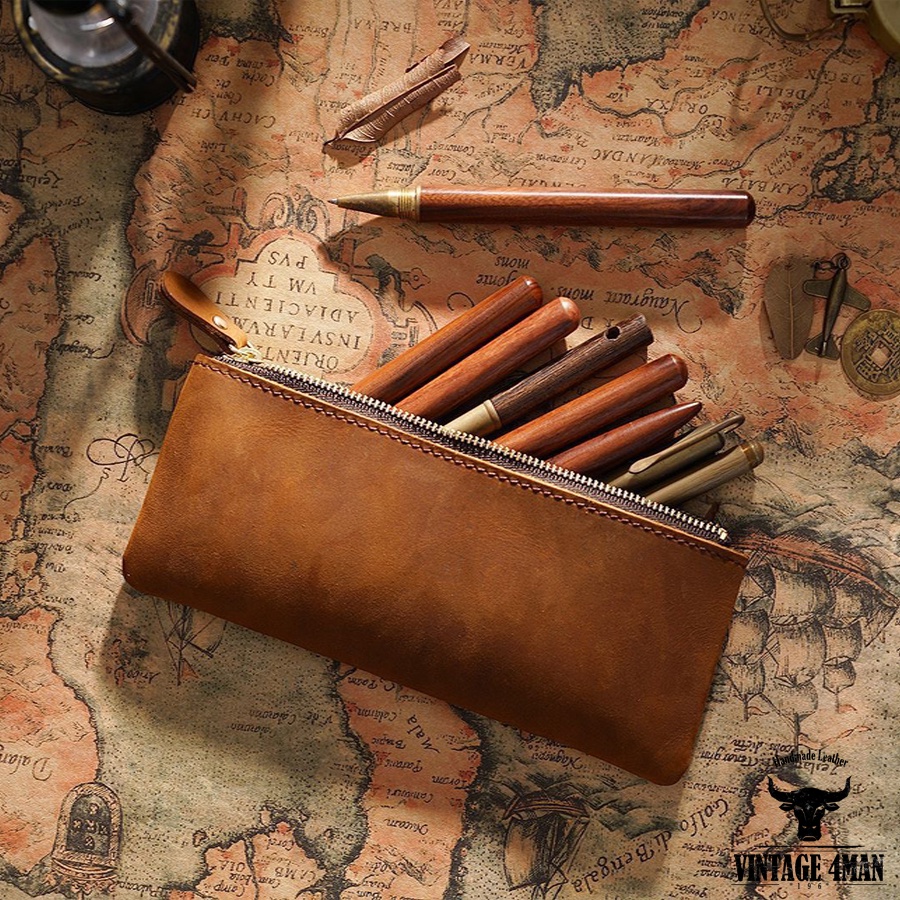 Túi Da Đựng Bút / da bò thật Mã P2