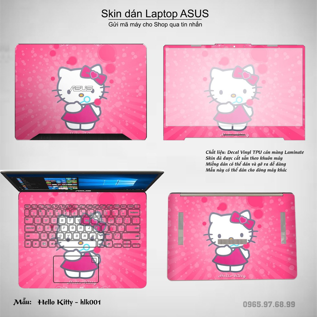 Skin dán Laptop Asus in hình Hello Kitty (inbox mã máy cho Shop)