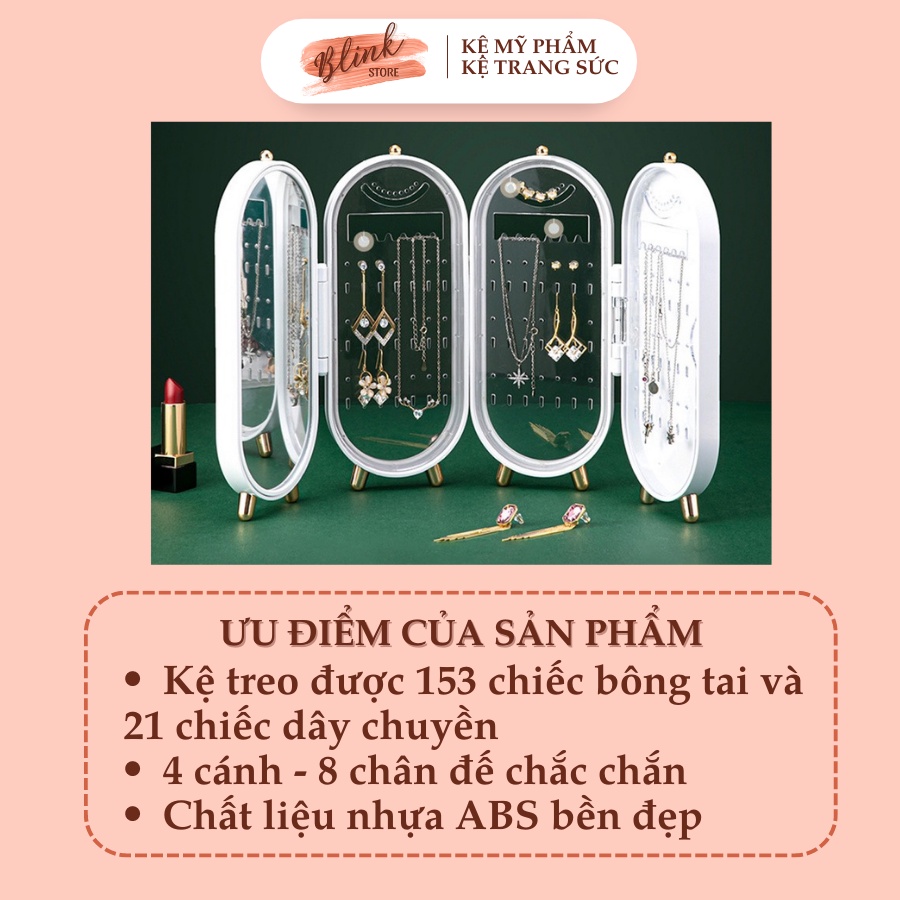 Kệ trang sức, kệ treo bông tai, dây chuyền 4 cánh nhựa ABS cao cấp phiên bản mới nhất