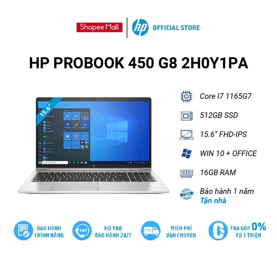 Laptop HP ProBook 450 G8 (2H0Y1PA) i7-1165G7 16GB RAM 512GB SSD 15.6" FHD MX4