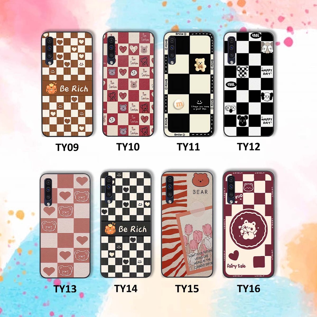 Ốp Samsung A30s / A50 / A50s / A70 gấu Bear rick caro vuông thời trang siêu đẹp