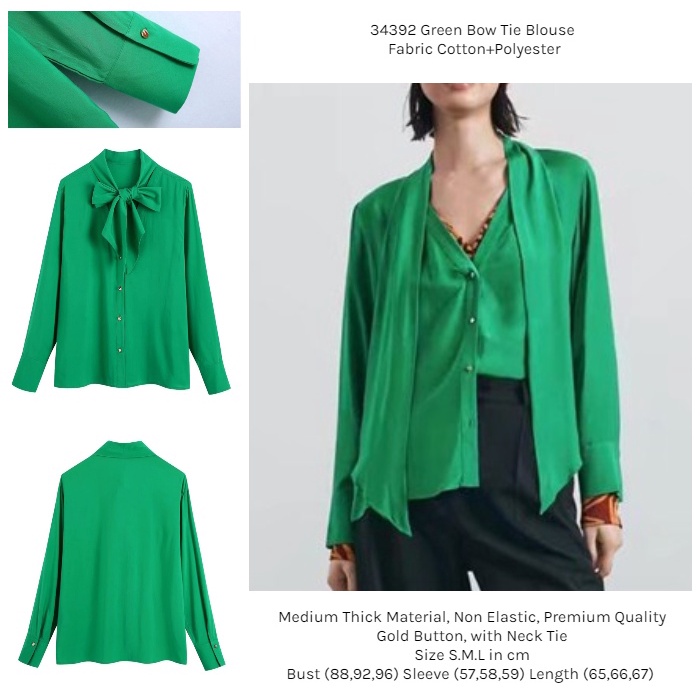 34392 Áo Blouse Thắt Nơ Xanh (size S)