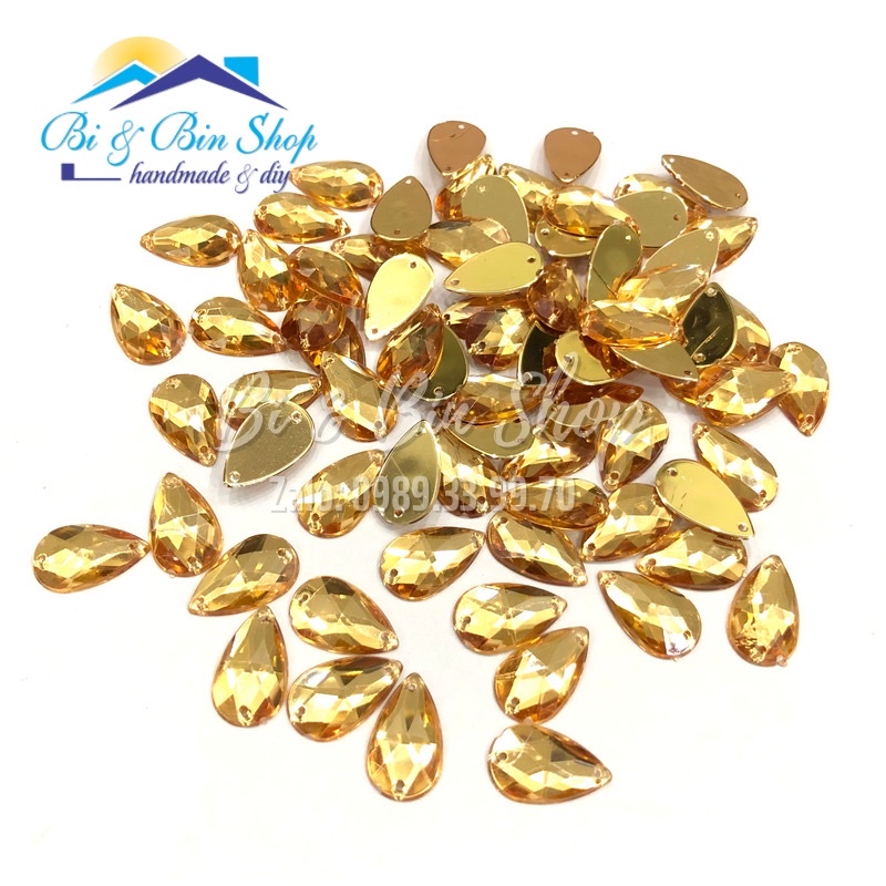 72 Viên Đá Kết Giọt Nước 11x18mm Đính Kết Trang Phục Thời Trang, Làm Phụ Kiện Handmade
