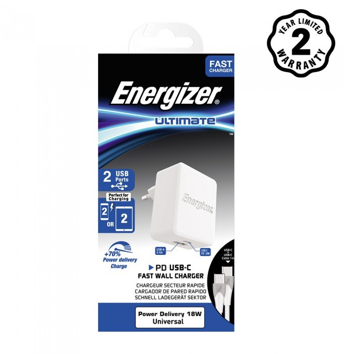 Sạc Energizer 2 USB 30W PD 18W - AC11PFEUUCC3