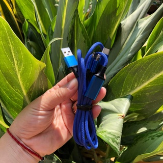XÃ HÀNG THANH LÝ Cáp sạc dây dù 3 đầu Type C, Micro usb, lai ning