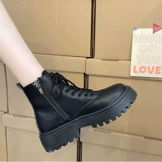 [MÃ CHAOC2022 giảm 5k] Bốt kéo khóa đen trơn da mềm ulzzang (hàng đẹp) - Hình thật ở cuối | BigBuy360 - bigbuy360.vn