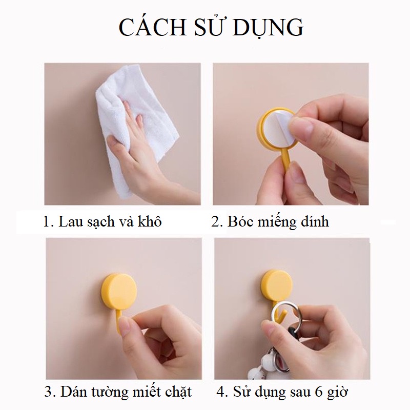 Bộ 10 móc dán tường nhựa nhiều màu chắc chắn Min House