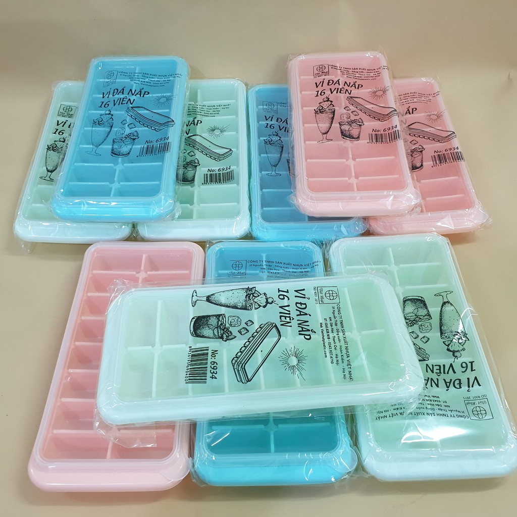 Vỉ Đá 16 Viên Tiêu Chuẩn , Khay Làm Đá Tủ Lạnh Chất Liệu Nhựa Dẻo Cao Cấp Không Độc Hại - Chính Hãng Việt Nhật