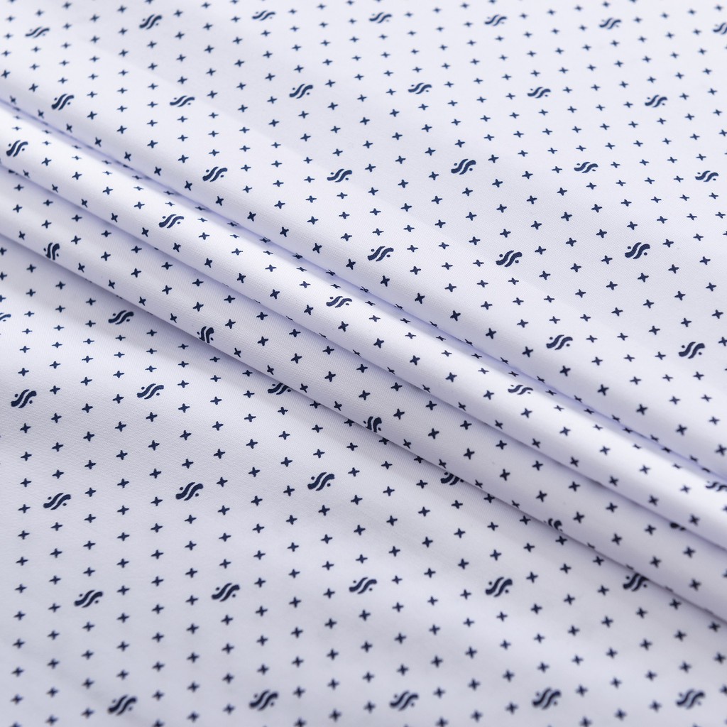 Áo Sơ Mi Nam Công Sở Trung Niên Thương Hiệu Anton Dài Tay Trắng Họa Tiết Chấm Bi Vải Cotton Co Giãn, Thấm Hút - Y302
