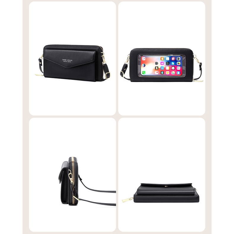 Túi Đeo Chéo Mini Đựng Điện Thoại Đa Năng Trong Suốt Chống Trộm Cảm Ứng RFID Thời Trang Cho Nữ