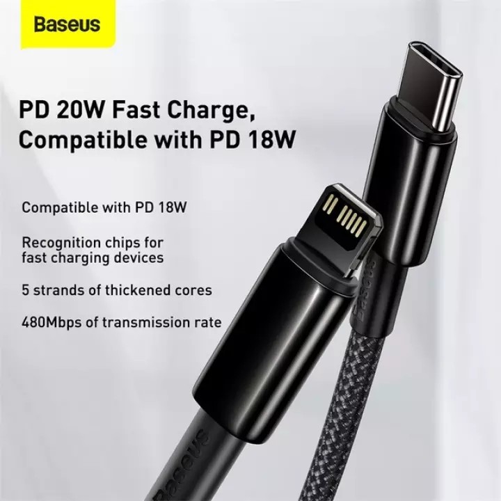 Cáp sạc nhanh C to Lightning 20W Baseus Tungsten Gold Fast Charging Data Cable Type-C to iP PD 20W