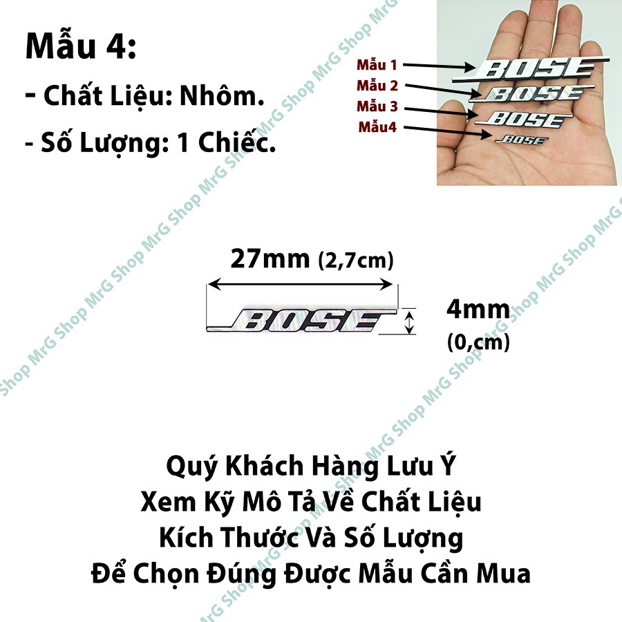 Tem Logo Bose 8,5cm x 1,2cm Nhựa Cứng Giá 1 Chiếc