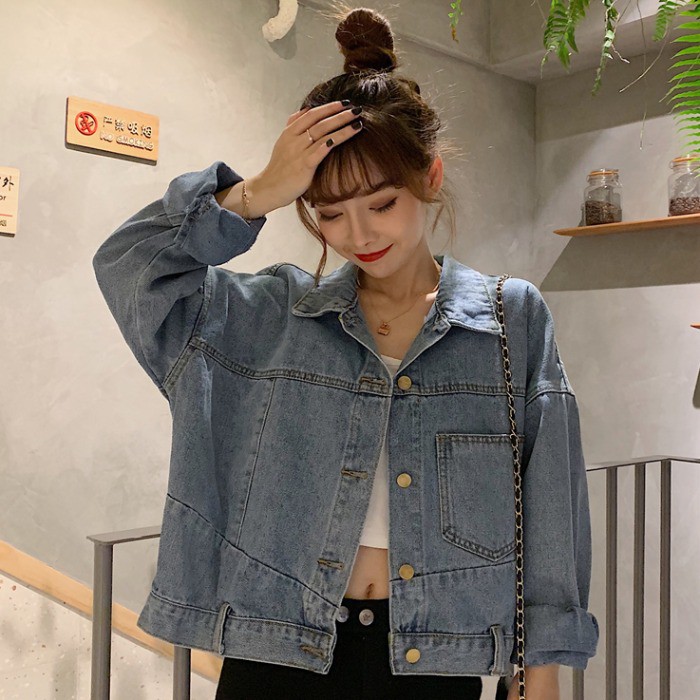 Korean style loose denim jacket women's wild thin short jacket top trend