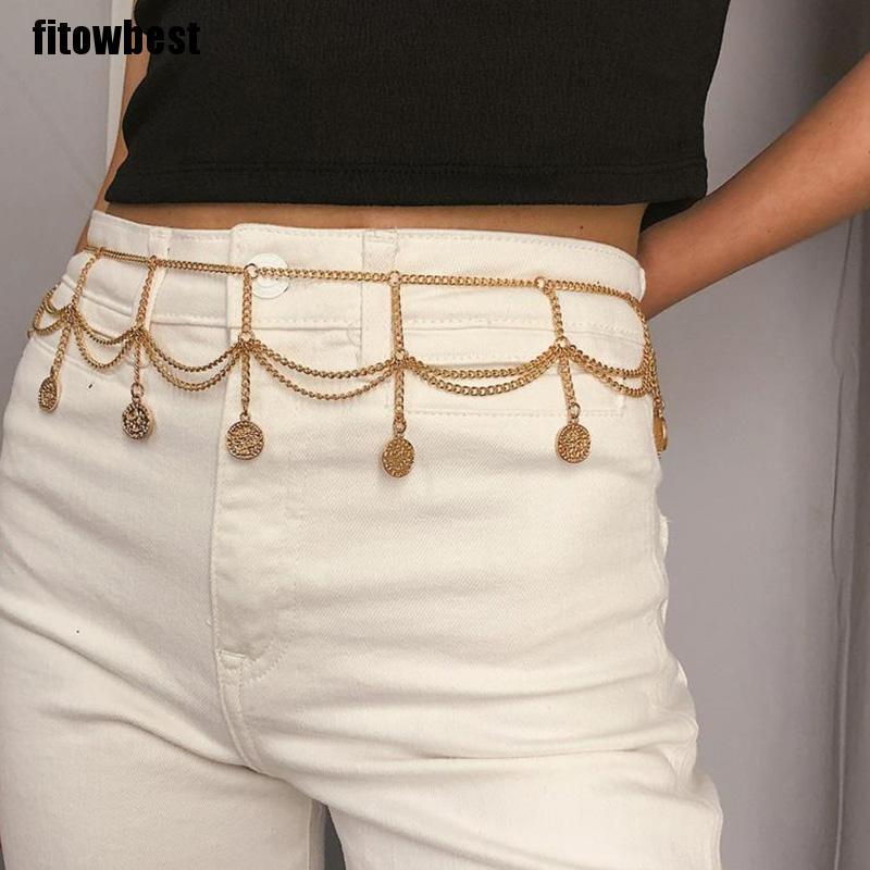 Dây thắt lưng nhiều lớp thiết kế hình học tua rua phong cách quyến rũ thời trang độc đáo