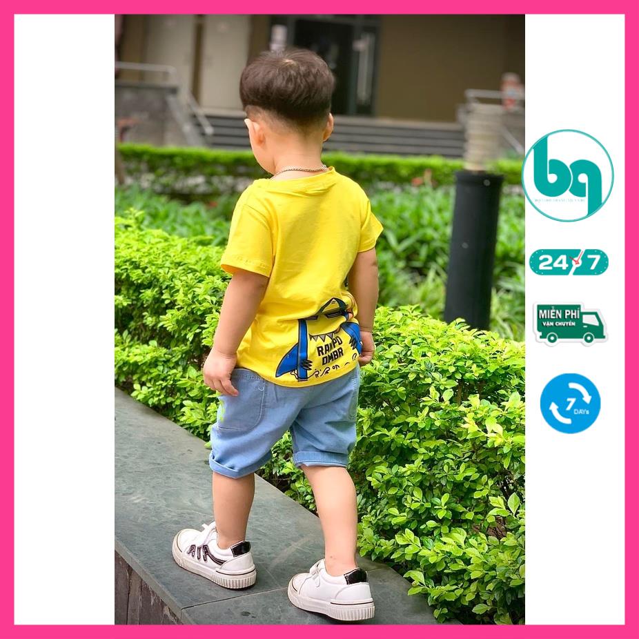 Set bộ bé trai, áo chất cotton co giãn 4 chiều phối quần jean mềm cho bé trai mặc cực ngầu