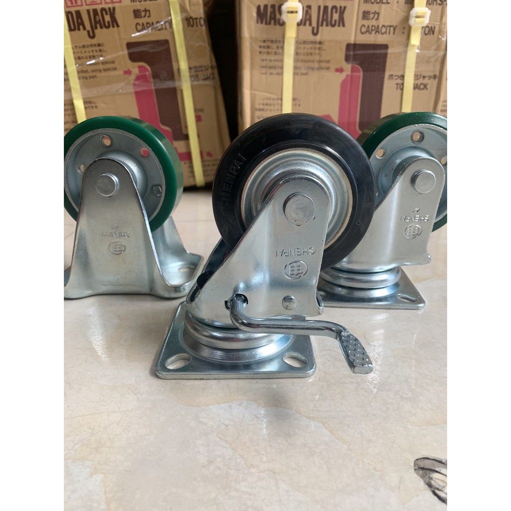 Bánh xe công nghiệp Shenpai - Đài Loan, Bánh xe PU xanh 100mm