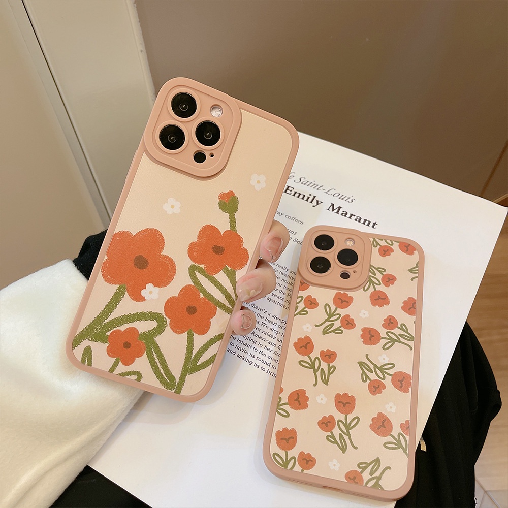 Ốp lưng iphone Ốp Điện Thoại Mềm Mặt Nhám Họa Tiết Hoa Mùa Xuân Cho Apple Iphone 11 XS 8p 13promax 12 Dinuo case-III