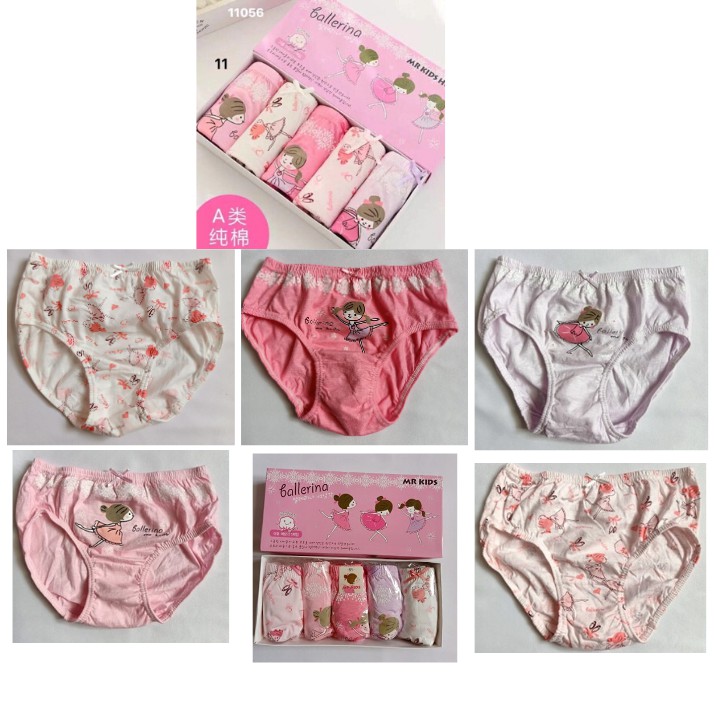 Quần Chip Bé gái - Quần Lót Bé Gái Set 5 chiếc Xuất Hàn Quốc 100% Cotton xinh xắn