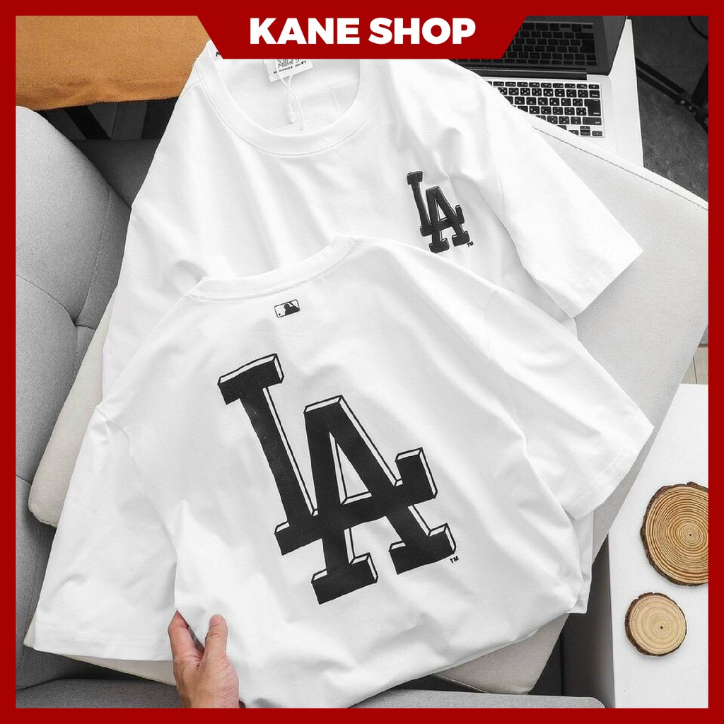 Áo thun unisex nam nữ in chữ LA, chất liệu cotton thoáng mát KANE SHOP
