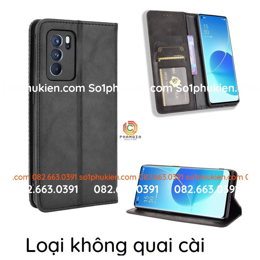 Bao da Oppo Reno 6z 5G có ngăn đựng thẻ, nắp gập xem phim tiện lợi
