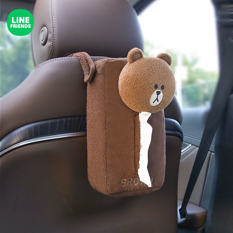 LINE FRIENDS Hộp Đựng Khăn Giấy Họa Tiết Hoạt Hình Sáng Tạo Cho Xe Hơi