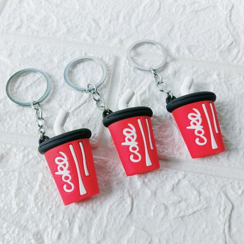 Móc khóa hình ly nước mini COKE siêu đẹp, móc khóa cute dễ thương