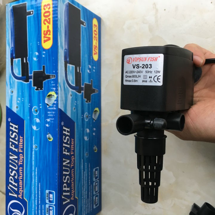 Máy Bơm Máng Lọc Nước Hồ Cá VS-203 Và Bông Lọc - Bộ Bơm Lọc Nước Bể Cá Vipsun