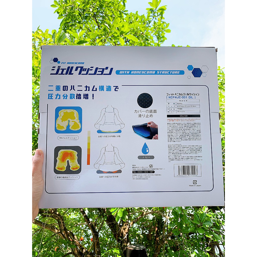 ⚡️MADE IN JAPAN⚡️Đệm Ngồi Gel 3D Thoáng Khí Tuần Hoàn Máu,Chống Đau Mỏi Lưng Mông⚡️Hàng Chính Hãng⚡️