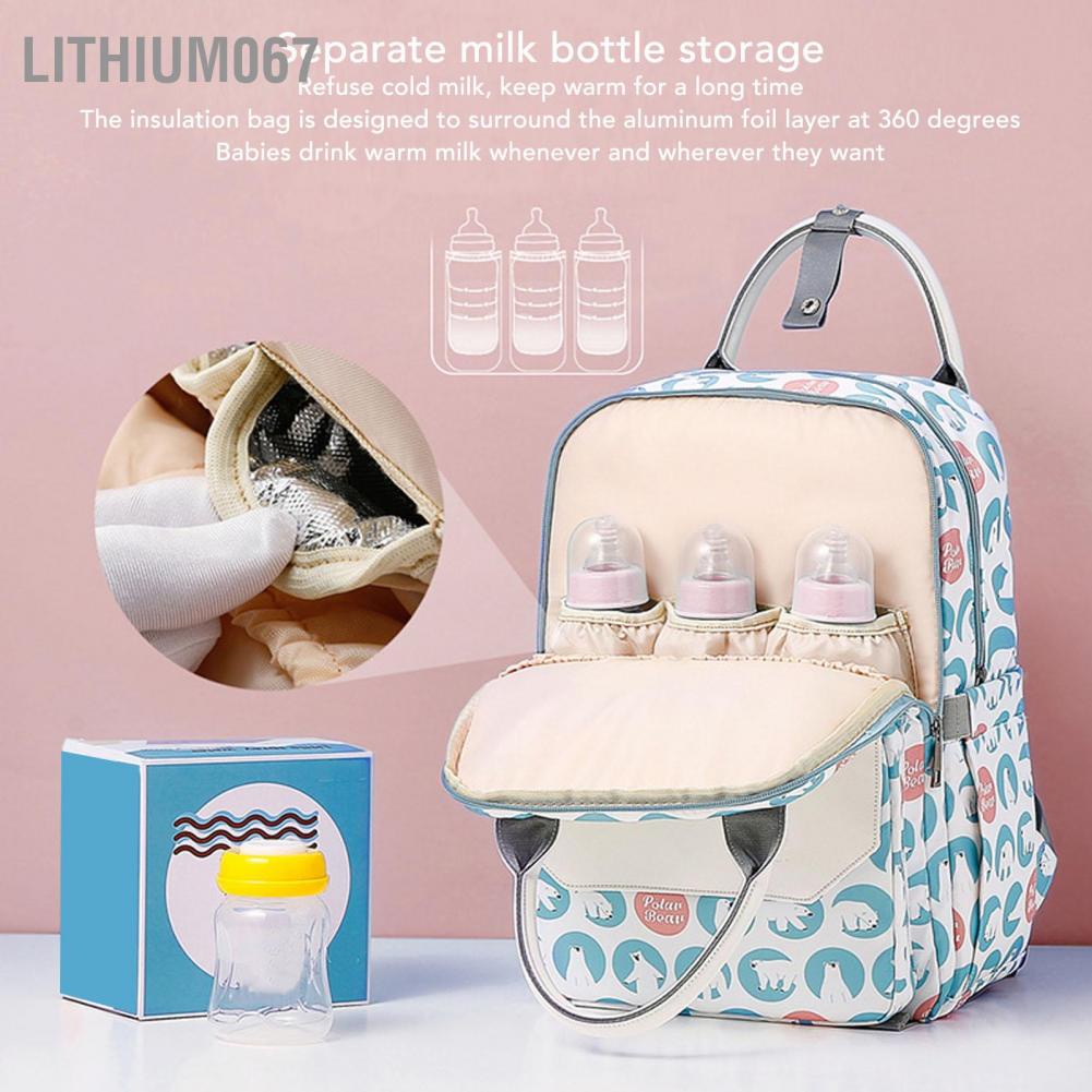 Lithium067 Lithium067 Balo Mummy Đa chức năng Dung lượng lớn Túi đựng tã thời trang di động Nylon chống thấm nước cho bé