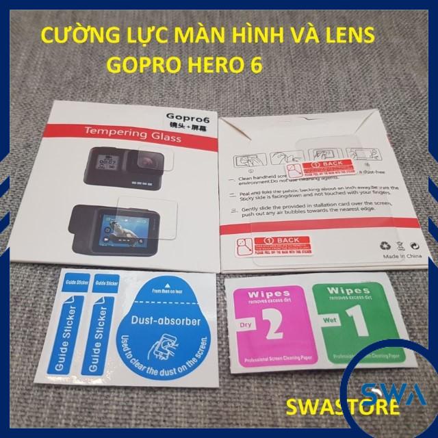Combo cường lực màn hình và ống kính Gopro Hero 6, 7 black, 7 silver, 8 (bộ 2 miếng - tặng kèm bộ kit vệ sinh)