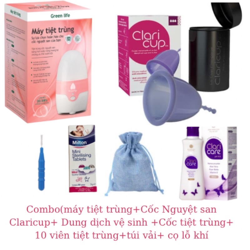 Cốc Nguyệt san Claicup tặng Máy tiệt trùng Cốc Nguyệt san và phụ kiện tiệt trùng.