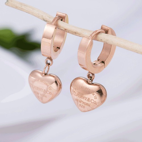 Bông Tai Tòn Ten Trái Tim Titan Ko Đen TT 3322