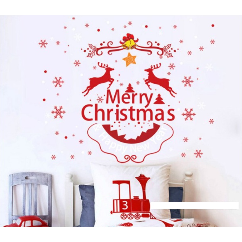 Decal trang trí Noel Hít Tĩnh Điện - Tuần lộc đỏ