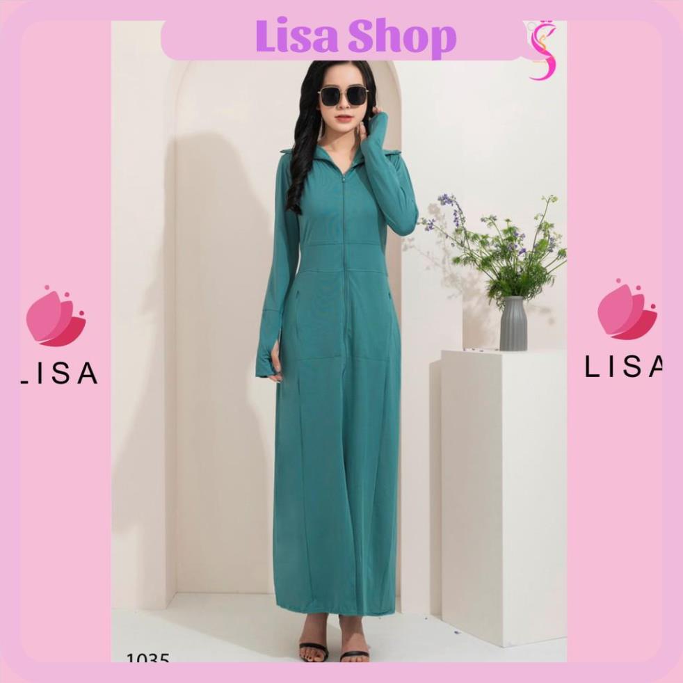Áo chống nắng dáng dài toàn thân nữ 2 lớp vải thông hơi làm mát cao cấp, UPF50+ Lisa, M42