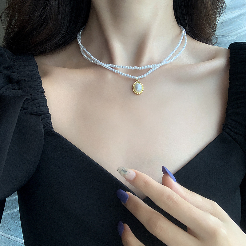 Vòng cổ thời trang cá tính có mặt bằng ngọc trai nhân tạo