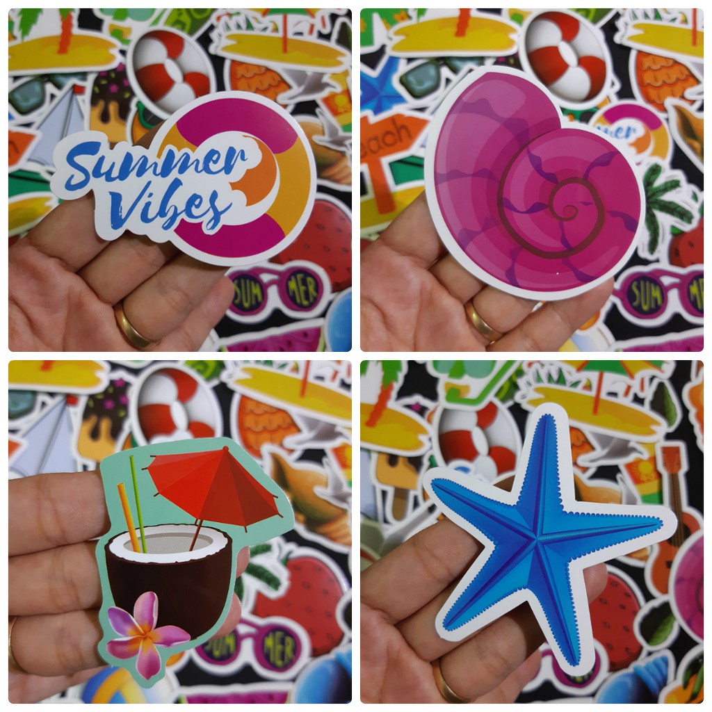 Bộ Sticker dán cao cấp chủ đề SUMMER - Dùng dán Xe, dán mũ bảo hiểm, dán Laptop...