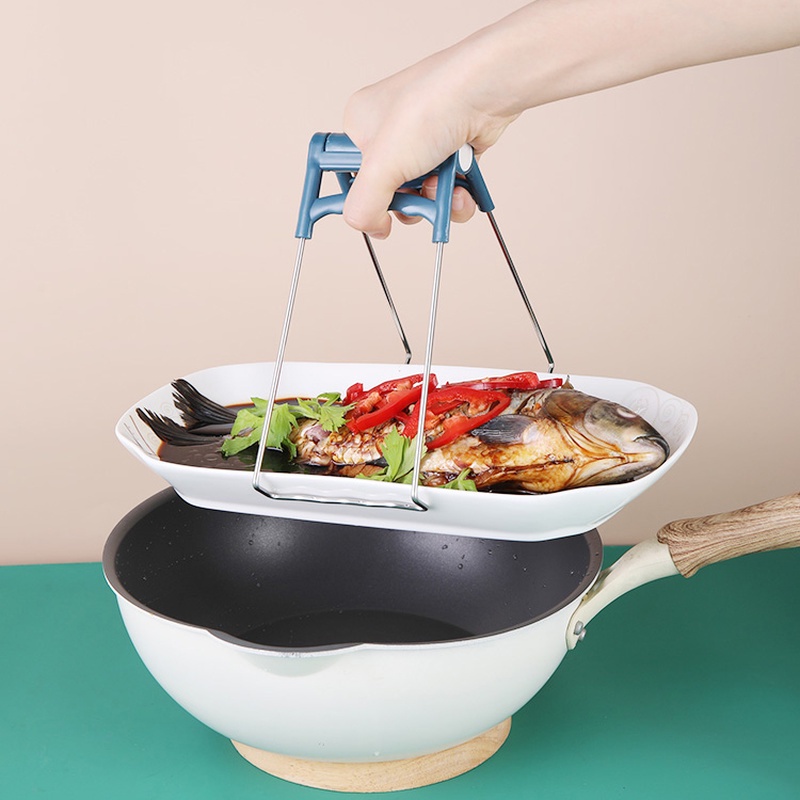 Dụng Cụ Kẹp Đĩa Chống Bỏng/Nổi Bằng Thép Không Gỉ Cho Nhà Bếp