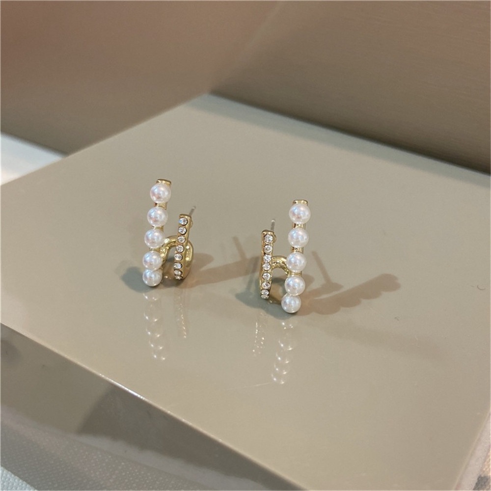 【COD】Xj- Bông Tai Đính Ngọc Trai Zircon Hai Mặt Nhỏ Cổ Điển Kiểu Pháp Đơn Giản Dành Cho Nữ
